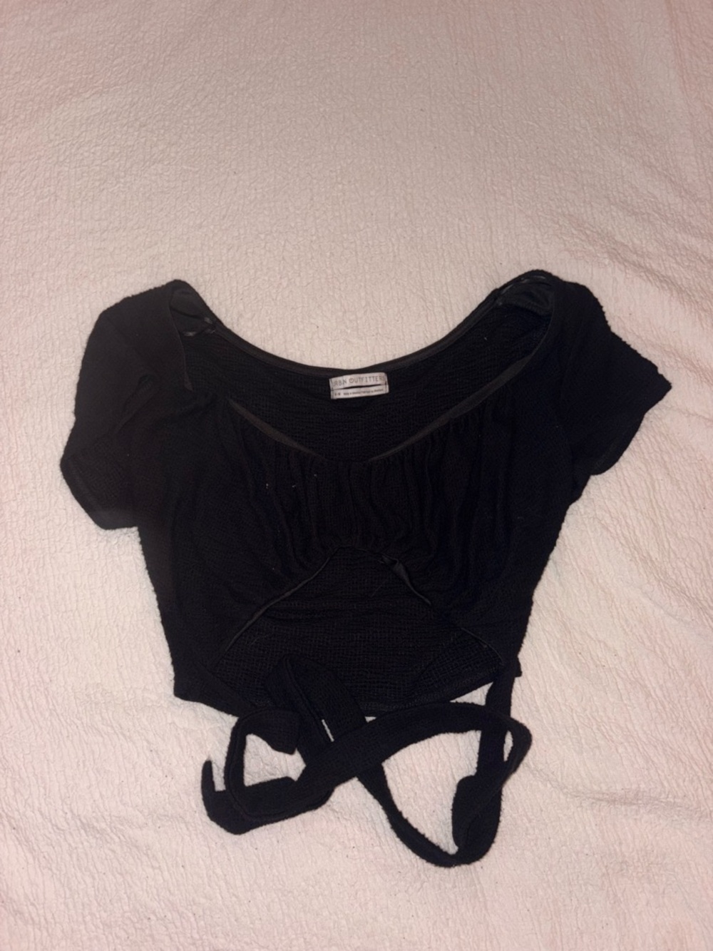 Urban Outfitters Black Cropped Tie-Front Knit Top
